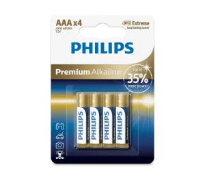 Philips Philips LR03M4B/10 - 4 ks Alkalická baterie AAA PREMIUM ALKALINE 1,5V