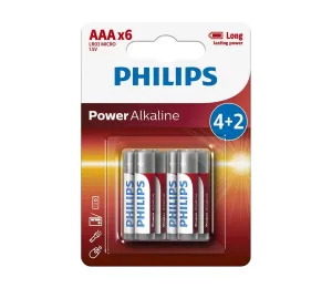 Philips Philips LR03P6BP/10 - 6 ks Alkalická baterie AAA POWER ALKALINE 1,5V