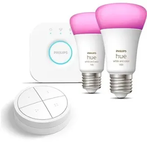 Philips Hue White and Color Ambiance 9W 1100 E27 malý promo starter kit + Philips Hue Tap Dial Switc #4922482