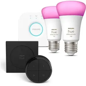 Philips Hue White and Color Ambiance 9W 1100 E27 malý promo starter kit + Philips Hue Tap Dial Switc #4923207