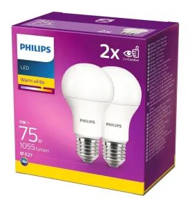 2PAK LED žárovka LED E27 A60 11W = 75W 1055lm 2700K Teplá bílá 200° PHILIPS PHLED7956