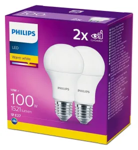 2PAK LED žárovka LED E27 A60 13W = 100W 1521lm 2700K Teplá bílá 200° PHILIPS PHLED7958
