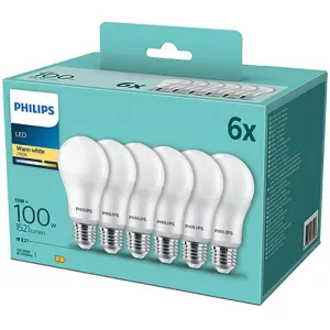 6PAK LED žárovka LED E27 13W = 100W 1521lm 2700K Teplá bílá PHILIPS PHIGREJ0315