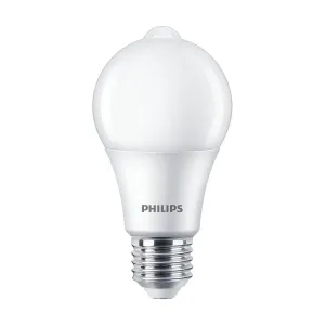 LED žárovka LED E27 A60 8W = 60W 806lm 2700K Teplá bílá 280° PHILIPS čidlo pohybu PHLED7705