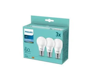 Philips SADA 3x LED Žárovka Philips A60 E27/8W/230V 6500K