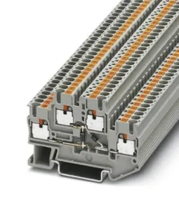 Phoenix Contact 3213221 Dinrail Terminal Block, 4Way, 12Awg, Gry
