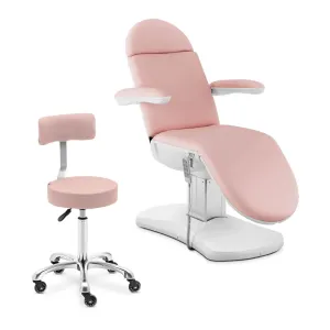 Beauty gauč a pojízdná stolička s opěradlem růžová, bílá - Kosmetická lehátka physa