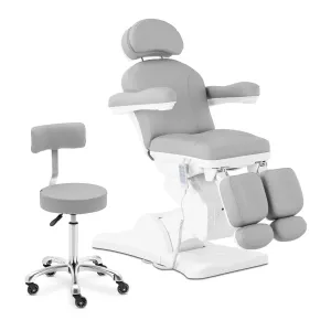 Židle a stolička pro péči o nohy s opěradlem světle šedá - Kosmetická lehátka physa