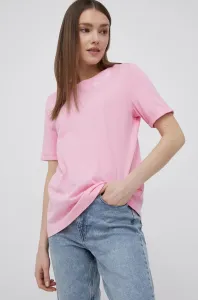 Bavlněné tričko Pieces růžová barva