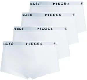 Pieces 4 PACK - dámské kalhotky Boxer PCLOGO 17106857 Bright White XL