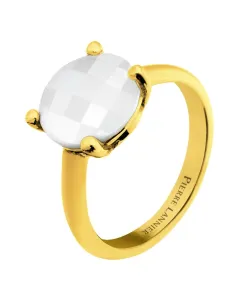 Pierre Lannier Pozlacený prsten s bílým achátem Multiples BJ06A321 56 mm