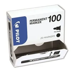 PILOT Permanent Marker 100 1.0 mm, černý - balení 20 ks