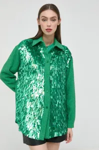 Košile Pinko dámská, zelená barva, relaxed, s klasickým límcem #4976352