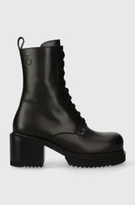 Kožené kotníkové boty Pinko Honneger dámské, černá barva, na podpatku, lehce zateplené, 102330 A0NY Z99