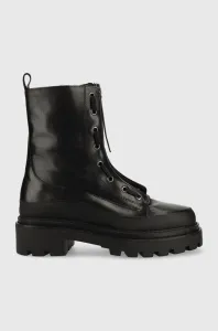 Kožené kotníkové boty Pinko Timo dámské, černá barva, na plochém podpatku