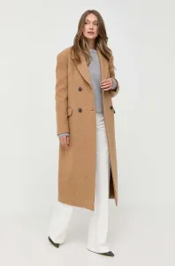 Vlněný kabát Pinko hnědá barva, přechodný, dvouřadový #5688443