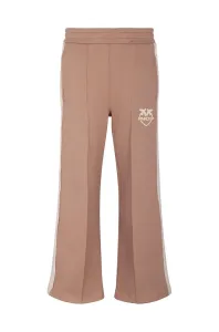 Dětské bavlněné kalhoty Pinko Up béžová barva, s potiskem #5687992