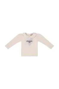Kojenecké tričko s dlouhým rukávem Pinko Up béžová barva, s límečkem