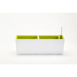 PLASTIA Truhlík samozavlažovací BERBERIS 60cm, bílá + zelená