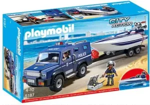 Playmobil City Action 5187 Policejní vůz s motorovým člunem