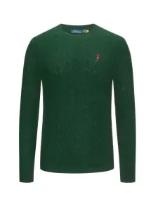 Nadměrná velikost: Polo Ralph Lauren, Lehký pulovr s copánkovým vzorem a vyšitým hráčem pola Zelená