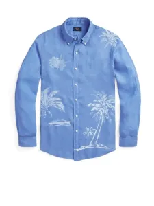 Nadměrná velikost: Polo Ralph Lauren, Lněná košile s motivem palem a propínacím límečkem (button-down) Ultramarín #4839029