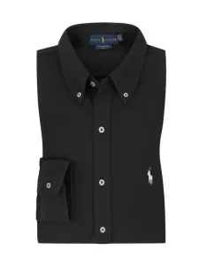 Nadměrná velikost: Polo Ralph Lauren, Polo tričko s dlouhým rukávem, z bavlny černá #4954755