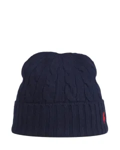 Čepice Polo Ralph Lauren tmavomodrá barva, z tenké pleteniny