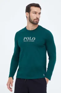 Bavlněná košile s dlouhým rukávem Polo Ralph Lauren zelená barva, s potiskem