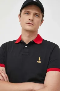 Bavlněné polo tričko Polo Ralph Lauren černá barva