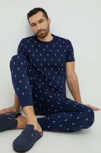 Bavlněné pyžamové tričko Polo Ralph Lauren tmavomodrá barva