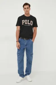 Bavlněné tričko Polo Ralph Lauren černá barva, s aplikací #5413349