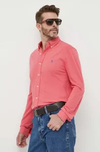 Košile Polo Ralph Lauren červená barva, regular, s límečkem button-down