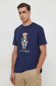 Bavlněné tričko Polo Ralph Lauren tmavomodrá barva, s potiskem, 710854497