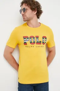 Bavlněné tričko Polo Ralph Lauren žlutá barva, s potiskem