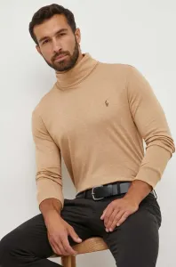 Bavlněný svetr Polo Ralph Lauren béžová barva, lehký, s golfem