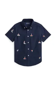 Dětská bavlněná košile Polo Ralph Lauren černá barva