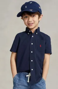 Dětská bavlněná košile Polo Ralph Lauren tmavomodrá barva #4943125