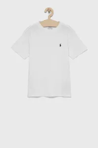 Dětské bavlněné tričko Polo Ralph Lauren bílá barva, hladký