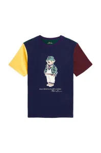 Dětské bavlněné tričko Polo Ralph Lauren tmavomodrá barva, s potiskem #6110622