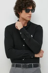 Košile Polo Ralph Lauren černá barva, regular, s límečkem button-down