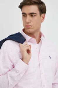 Košile Polo Ralph Lauren růžová barva, slim, s klasickým límcem
