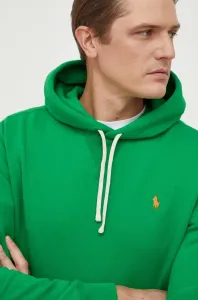 Mikina Polo Ralph Lauren pánská, zelená barva, s kapucí, hladká #5550857
