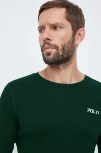 Pyžamové tričko s dlouhým rukávem Polo Ralph Lauren zelená barva, s potiskem