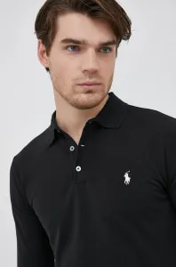 Tričko s dlouhým rukávem Polo Ralph Lauren černá barva, hladké