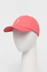 Bavlněná baseballová čepice Polo Ralph Lauren růžová barva, s aplikací