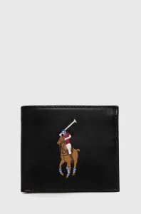 Kožená peněženka Polo Ralph Lauren černá barva #4941020