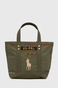 Bavlněná kabelka Polo Ralph Lauren zelená barva