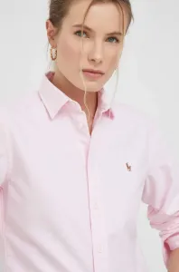 Bavlněná košile  Polo Ralph Lauren růžová barva, regular, s klasickým límcem #4315464