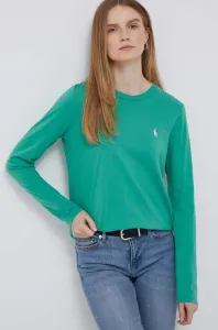 Bavlněné tričko s dlouhým rukávem Polo Ralph Lauren zelená barva #4658201